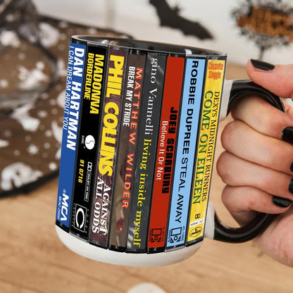 80s POP Singles Collection Albums Cassette Collection Retro Accent Mug