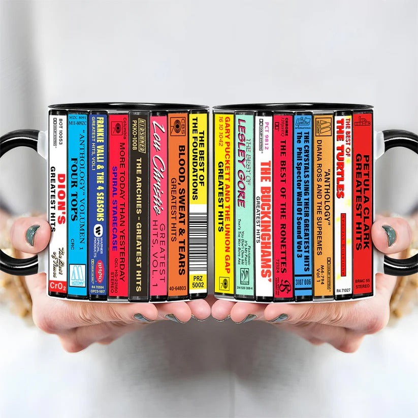 60s Pop Albums Cassette Collection Retro Accent Mug