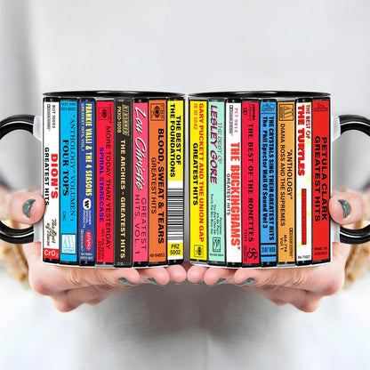 60s Pop Albums Cassette Collection Retro Accent Mug