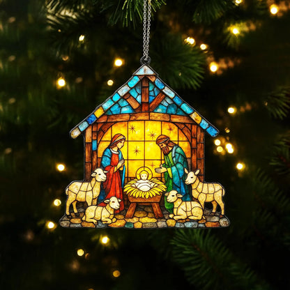 Nativity Scene Acrylic Window, Christian Acrylic Window Hanging