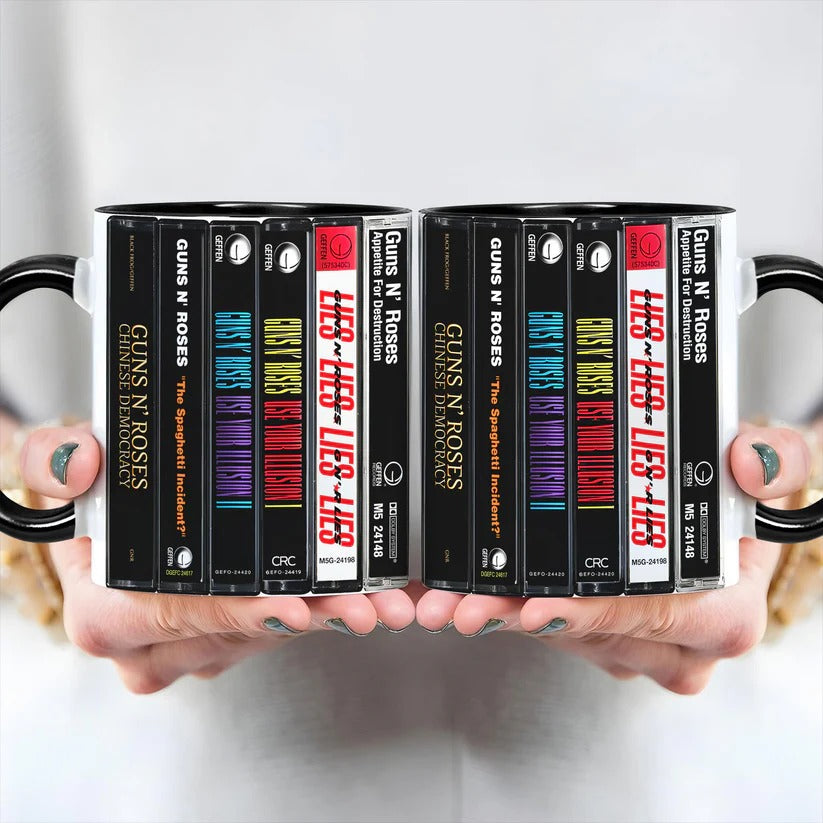 Guns N Roses Albums Cassette Collection Retro Accent Mug