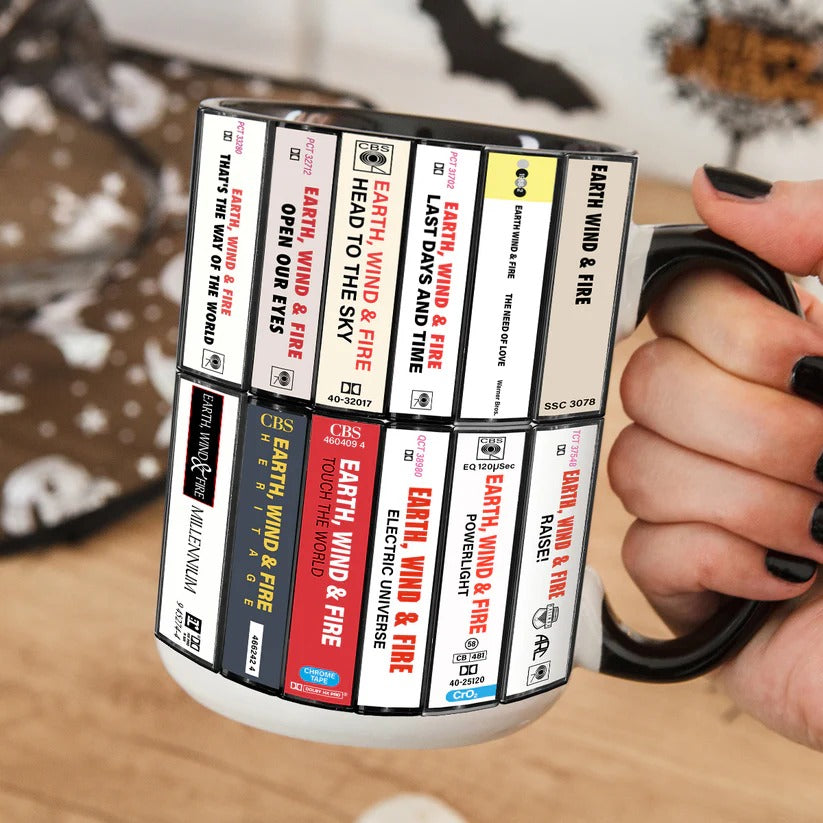 Earth, Wind & Fire Albums Cassette Collection Retro Accent Mug
