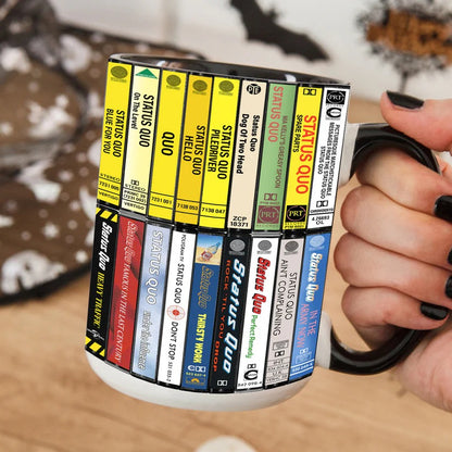Status Quo Albums Cassette Collection Retro Accent Mug