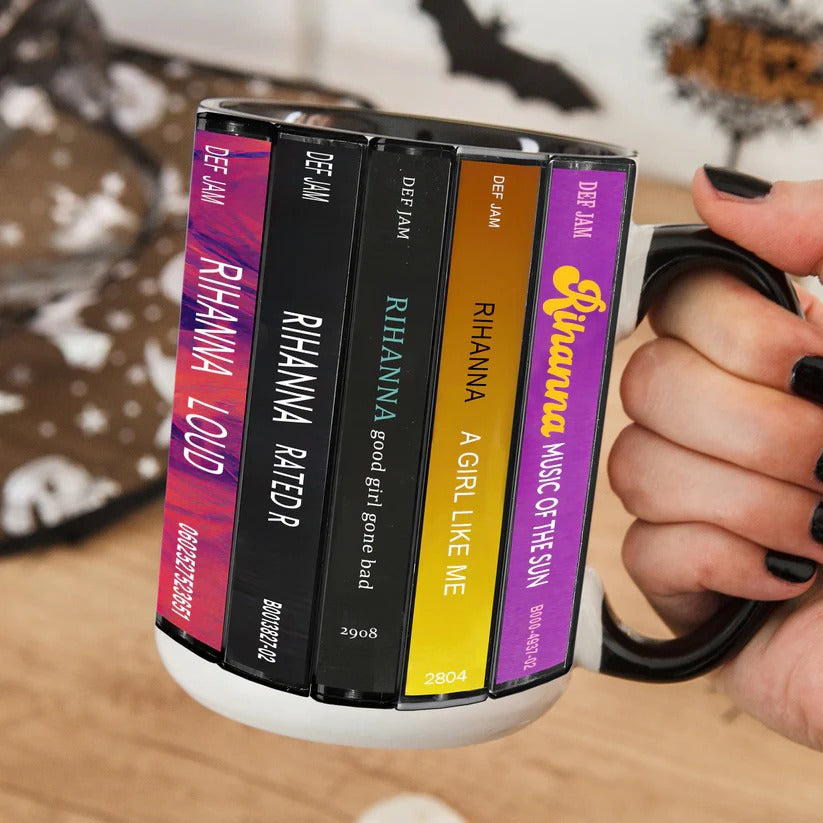 Rihanna Albums Cassette Collection Retro Accent Mug