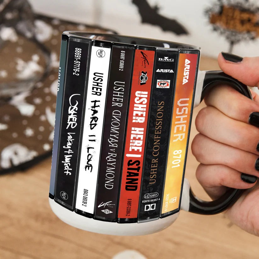 Usher Albums Cassette Collection Retro Accent Mug