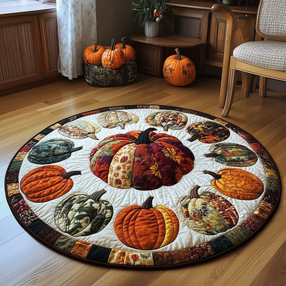 Autumn Pumpkins Quilted Round Mat