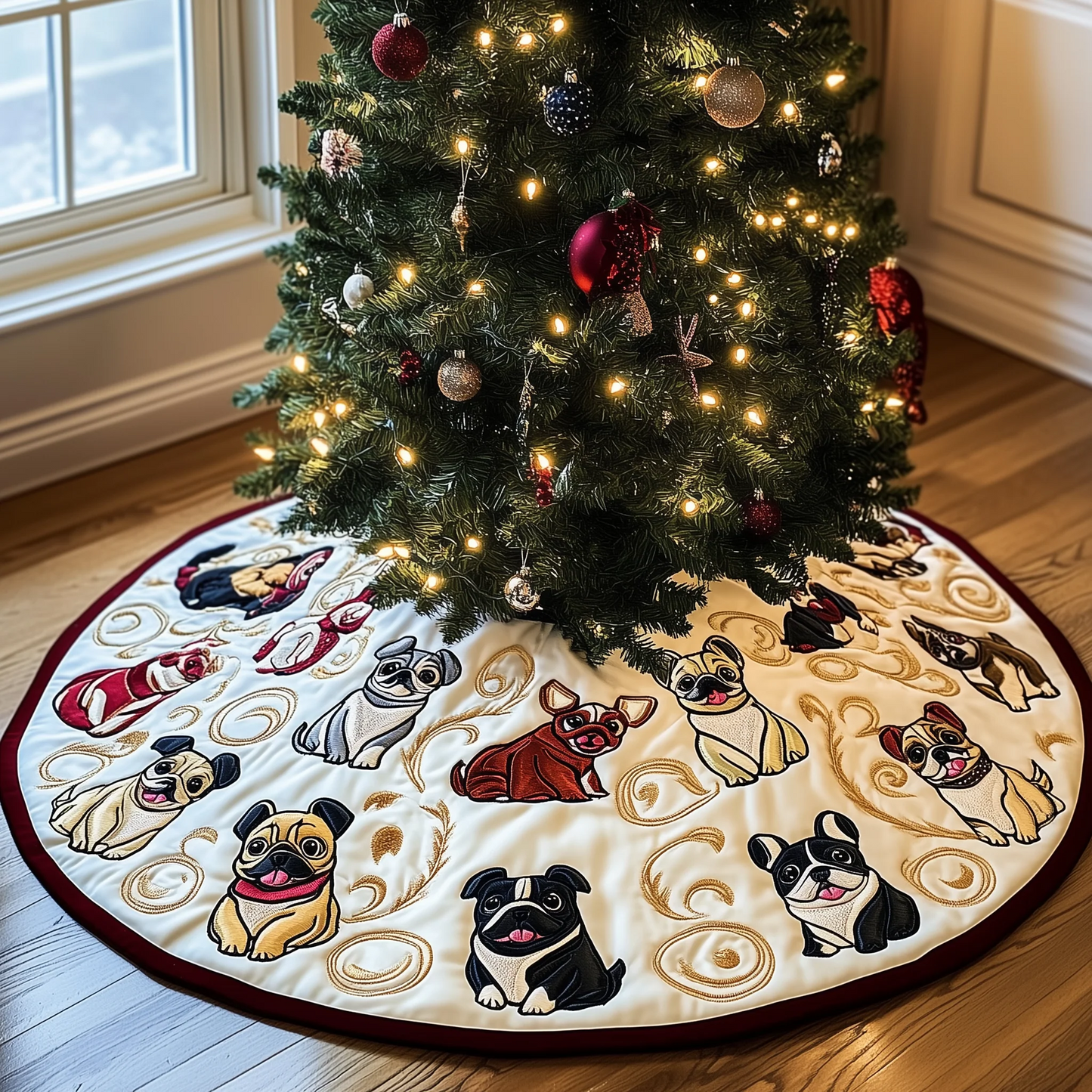 Bulldog Quilted Tree Skirt