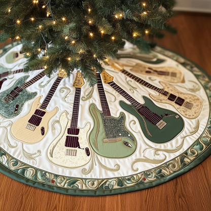 Cheerful Swirl Guitars Quilted Tree Skirt