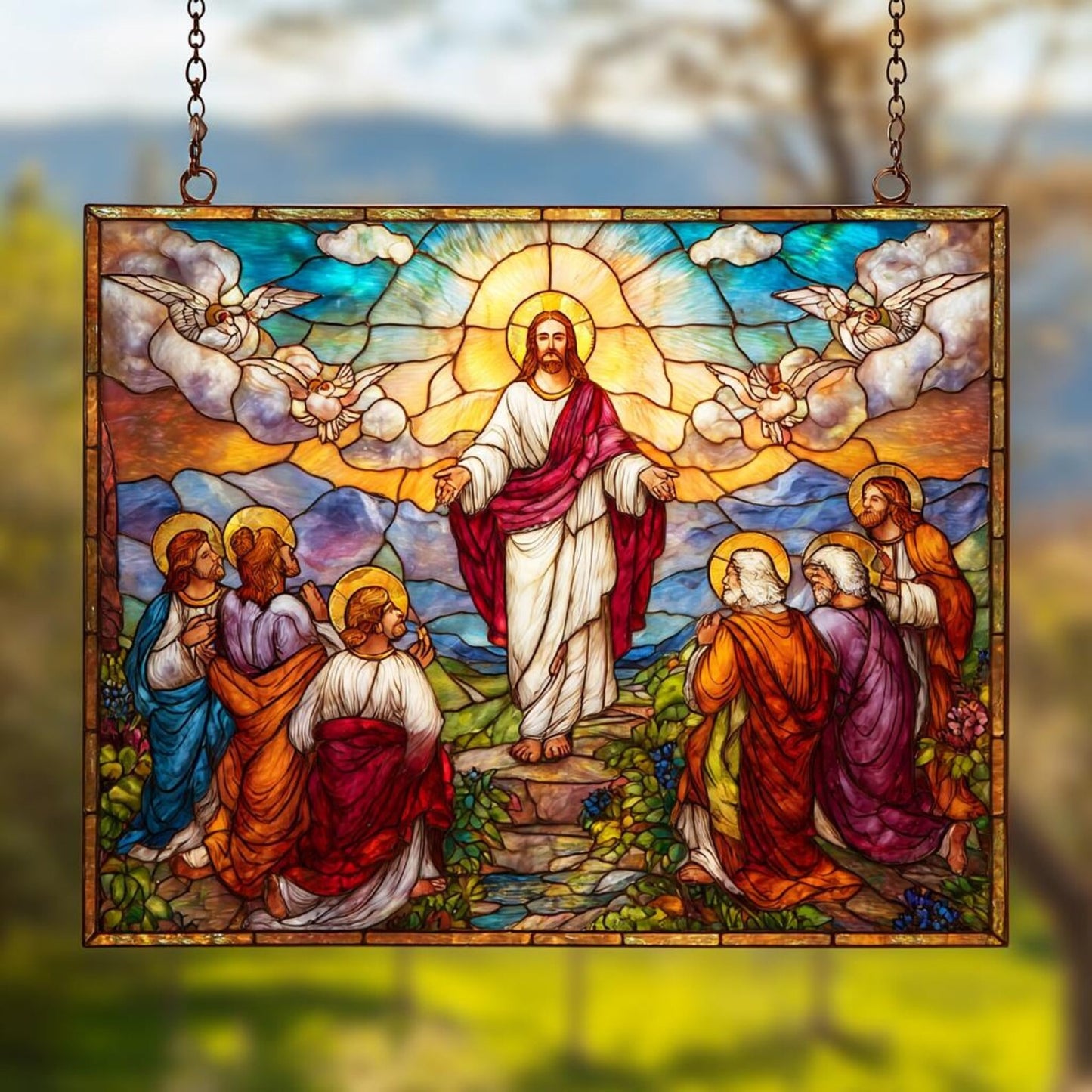 Jesus With Disciples Suncatcher, Christian Acrylic Suncatcher Window