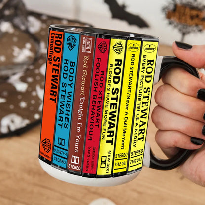 Rod Stewart Albums Cassette Collection Retro Accent Mug