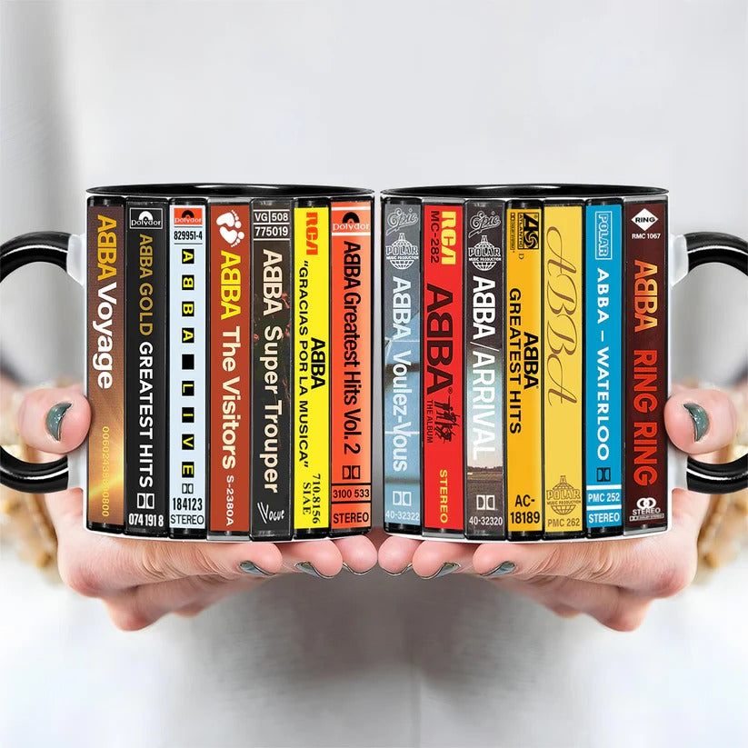 ABBA Albums Cassette Collection Retro Accent Mug