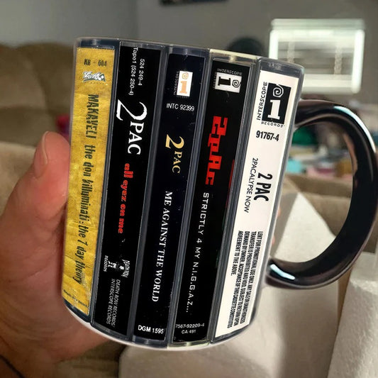 Tupac Albums Cassette Collection Retro Accent Mug