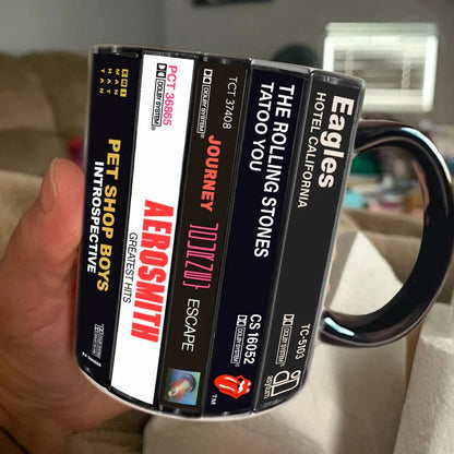80's Rock Albums Cassette Collection Retro Accent Mug