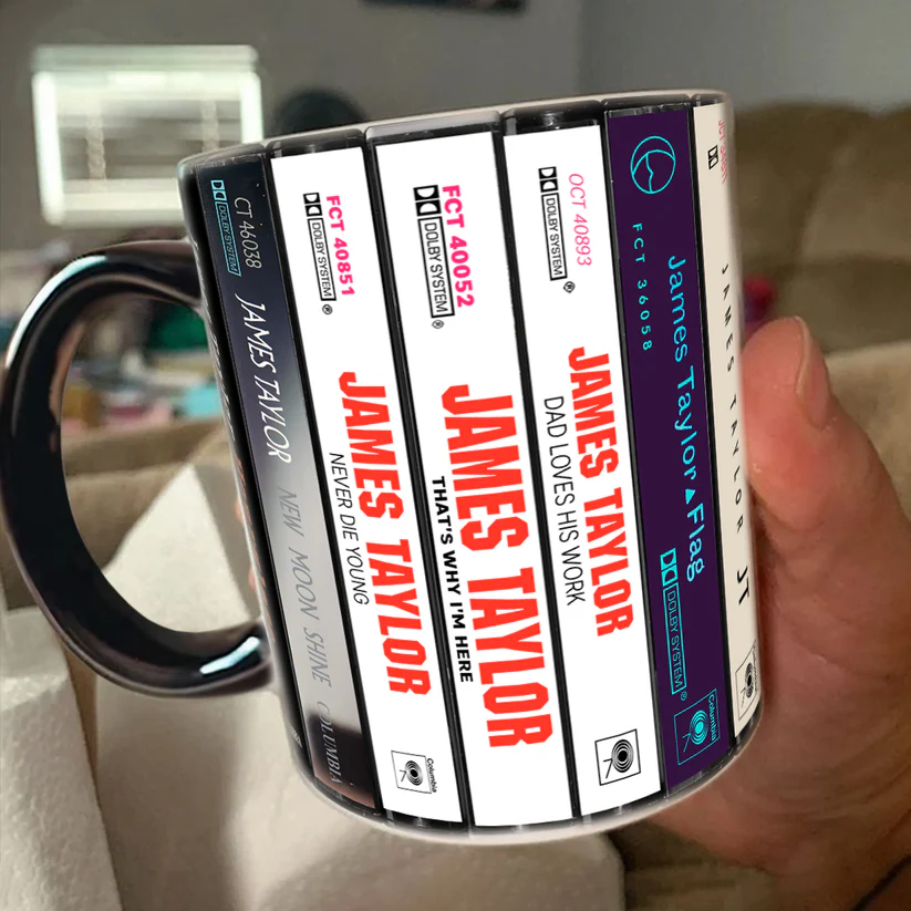 James Taylor Albums Cassette Collection Retro Accent Mug