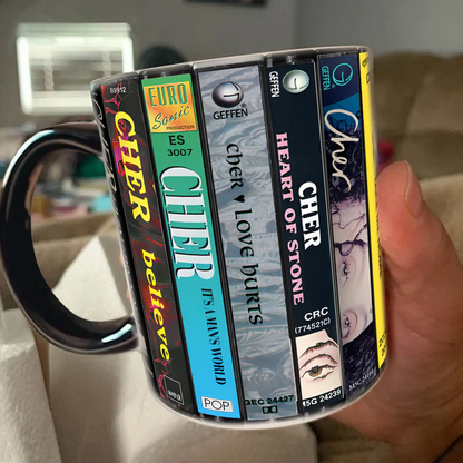 Cher Albums Cassette Collection Retro Accent Mug