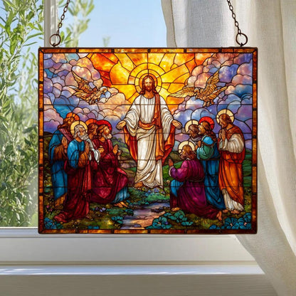 Jesus With Disciples Suncatcher, Christian Acrylic Suncatcher Window
