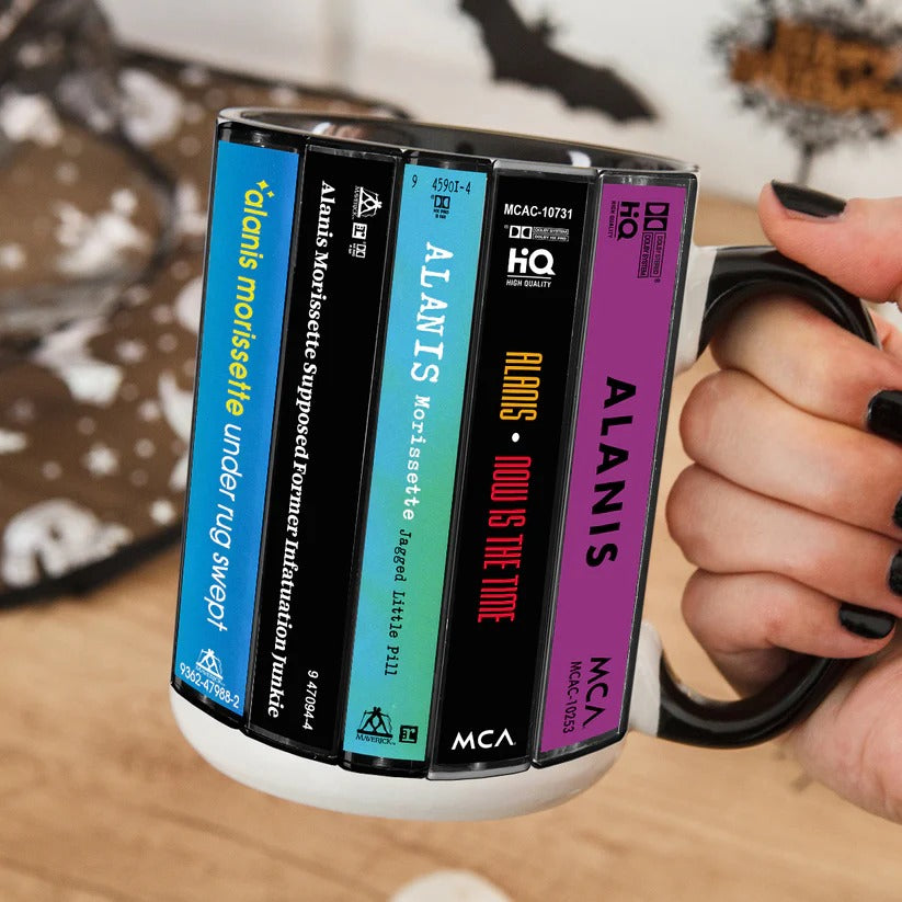 Alanis Morissette Albums Cassette Collection Retro Accent Mug