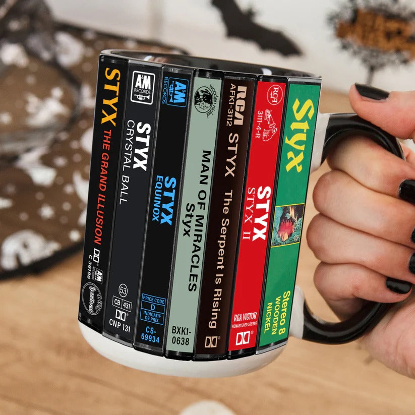 Styx & Dennis DeYoung Albums Cassette Collection Retro Accent Mug