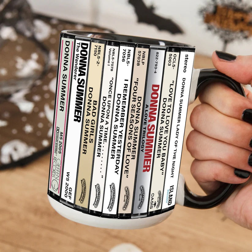 Donna Summer Albums Cassette Collection Retro Accent Mug