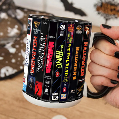 VHS Horror Movies Collection Retro Accent Mug