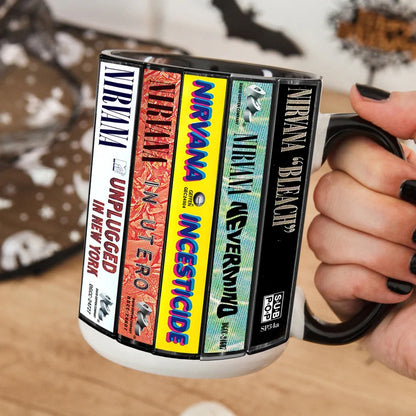 Nirvana Albums Cassette Collection Retro Accent Mug