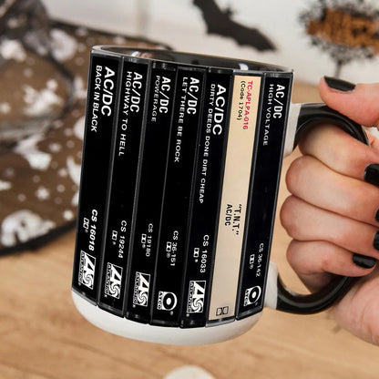 AC_DC Albums Cassette Collection Retro Accent Mug