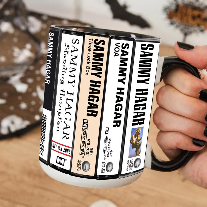 Sammy Hagar Albums Cassette Collection Retro Accent Mug