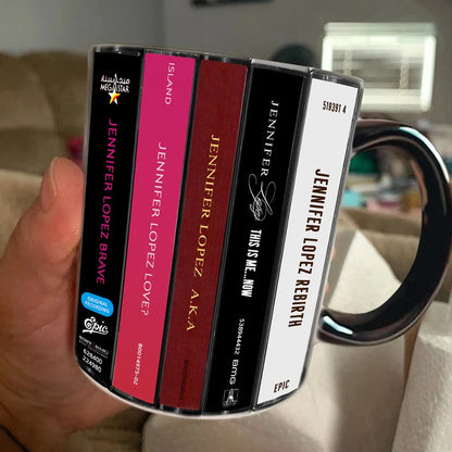 Jennifer Lopez Albums Cassette Collection Retro Accent Mug