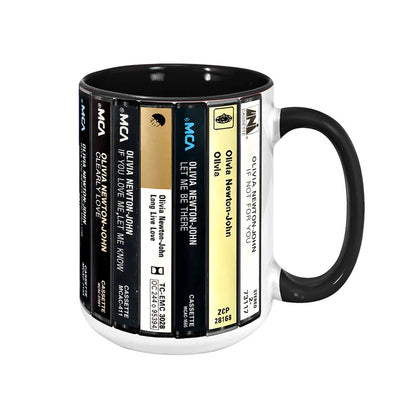 Olivia Newton-John Albums Cassette Collection Retro Accent Mug