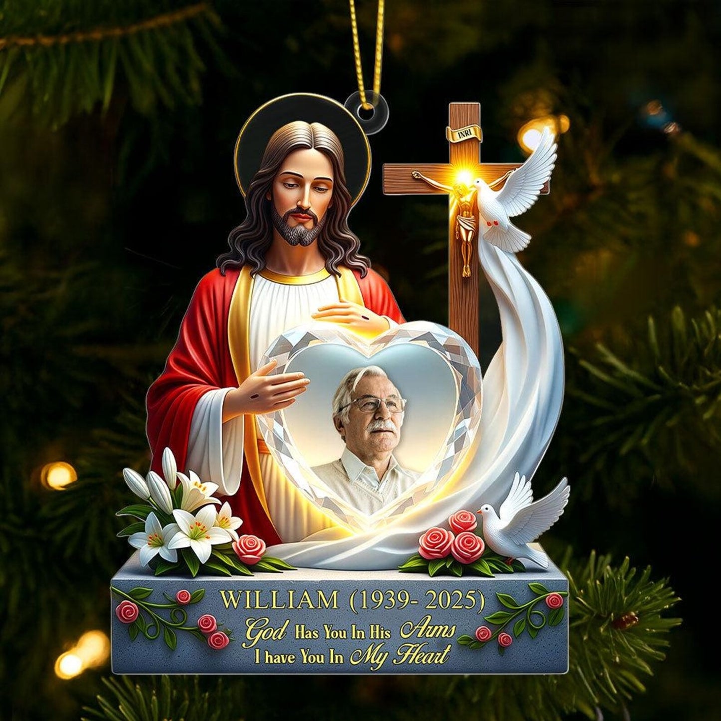 Heaven Jesus Ornament, Custom Photo Gifts for Loved Ones