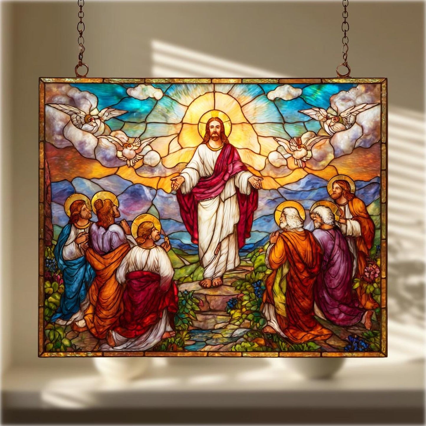 Jesus With Disciples Suncatcher, Christian Acrylic Suncatcher Window