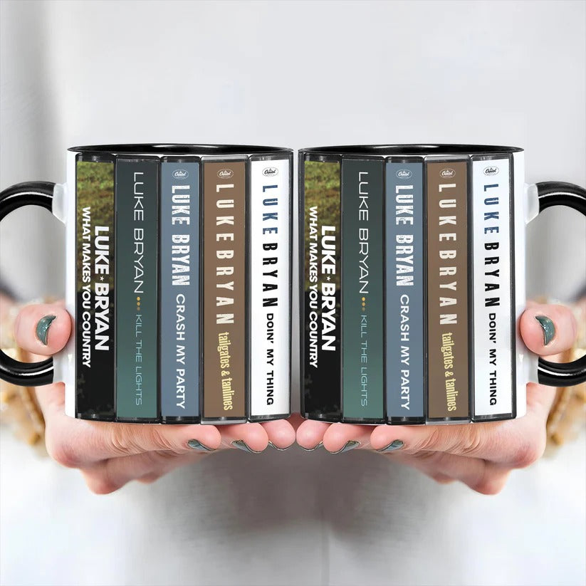 Luke Bryan Albums Cassette Collection Retro Accent Mug