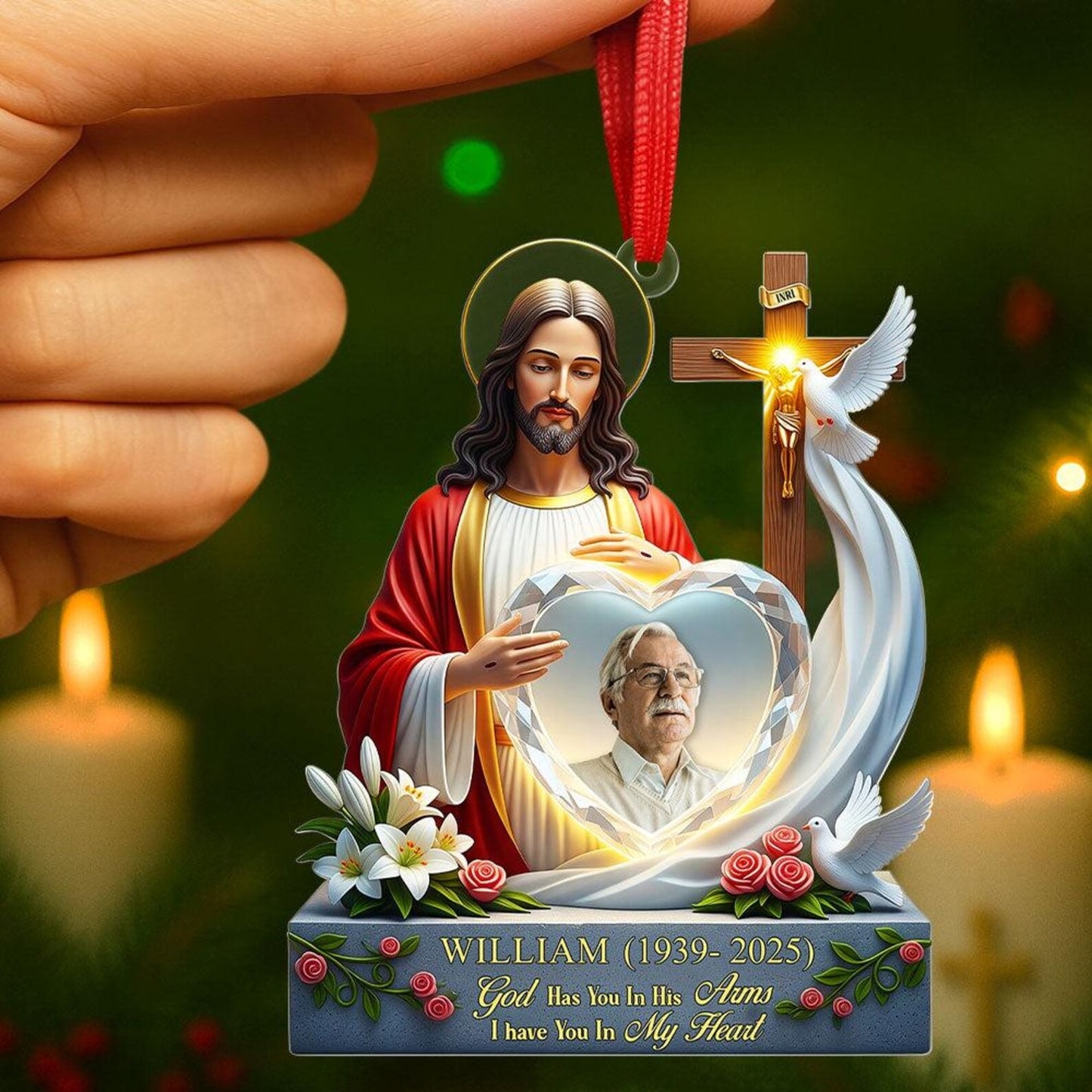 Heaven Jesus Ornament, Custom Photo Gifts for Loved Ones