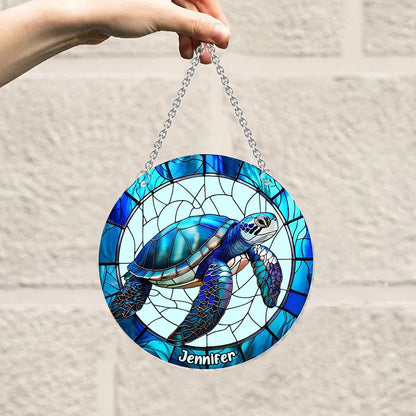 Love Turtles - Personalized Turtle Window Hanging Suncatcher Ornament