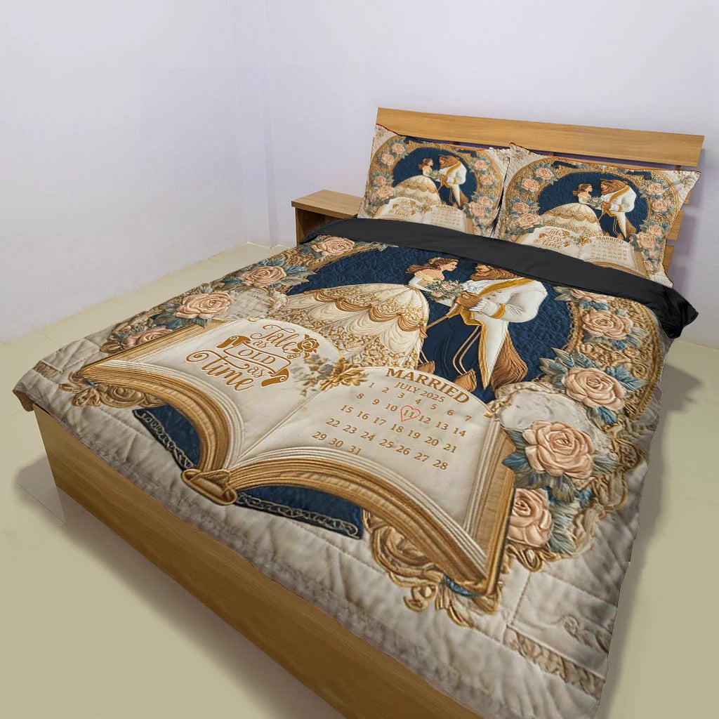 Fairy Tale Romantic Tale As Old As Time - Personalized Couple Bedding Set