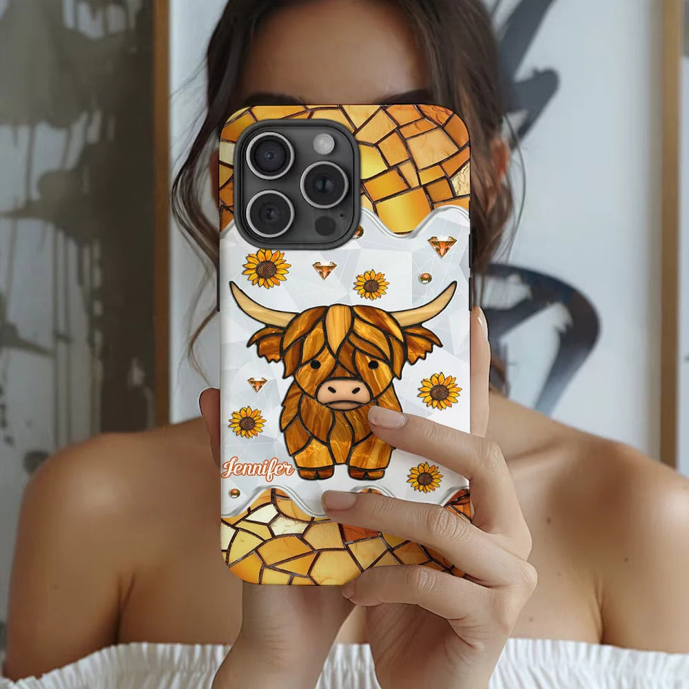 Adorable Highland Cow Personalized Phone Case