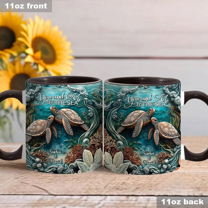 You And Me And The Sea, Personalized Turtle Accent Mug