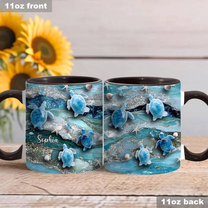 Love Turtles, Personalized Turtle Accent Mug