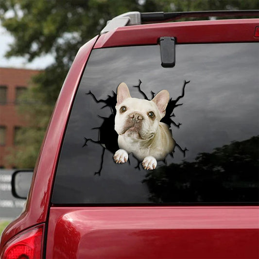 Frenchie crack car Sticker, Dog Decal