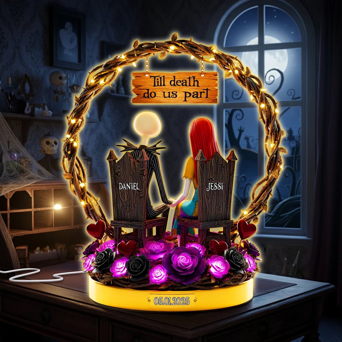 Dark Romance Custom Shape Acrylic Light Box - Personalized Gift For Couples