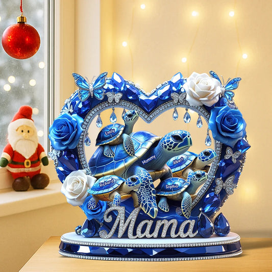 Sparkling Mama Turtle Plaque - Personalized Gifts For Mom