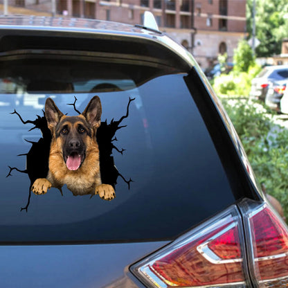 German shepherd crack car Sticker, Dog Decal
