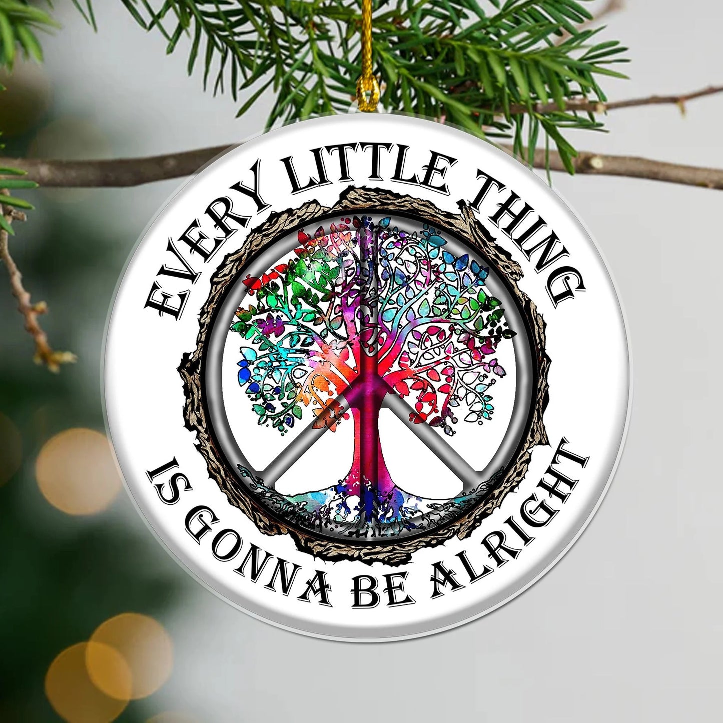 Growing Old Together - Couple Personalized Ceramic Circle Ornament