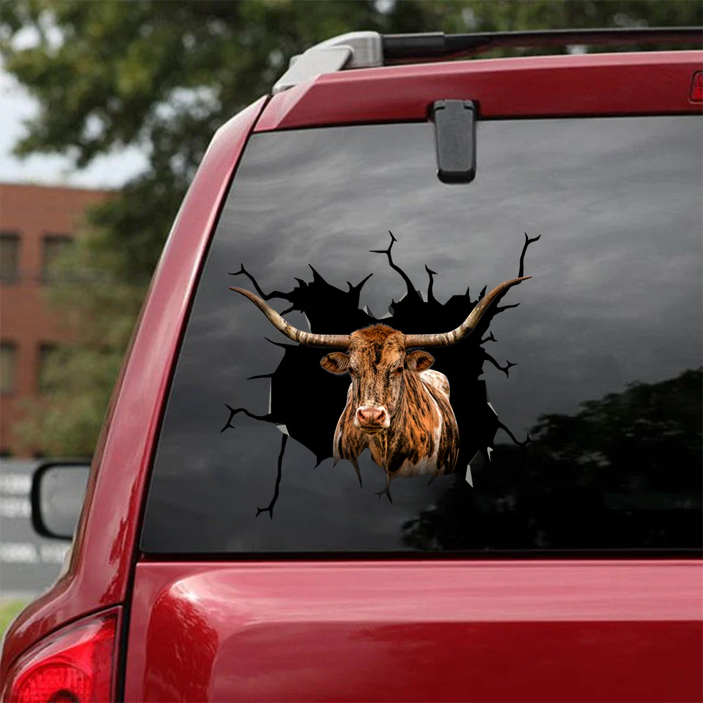 Longhorn Cattle Crack Sticker Cow Sticker, Decal