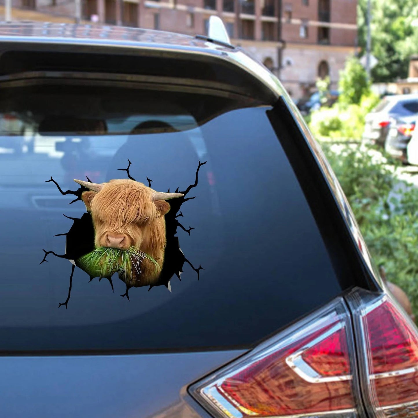 Cow Crack Car Sticker, Cow Sticker, Decal