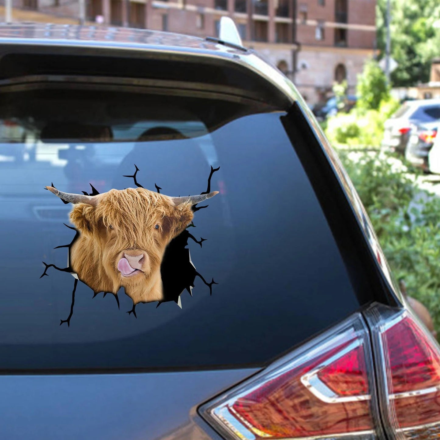 Highland Cow Crack Sticker, Cow Sticker, Decal