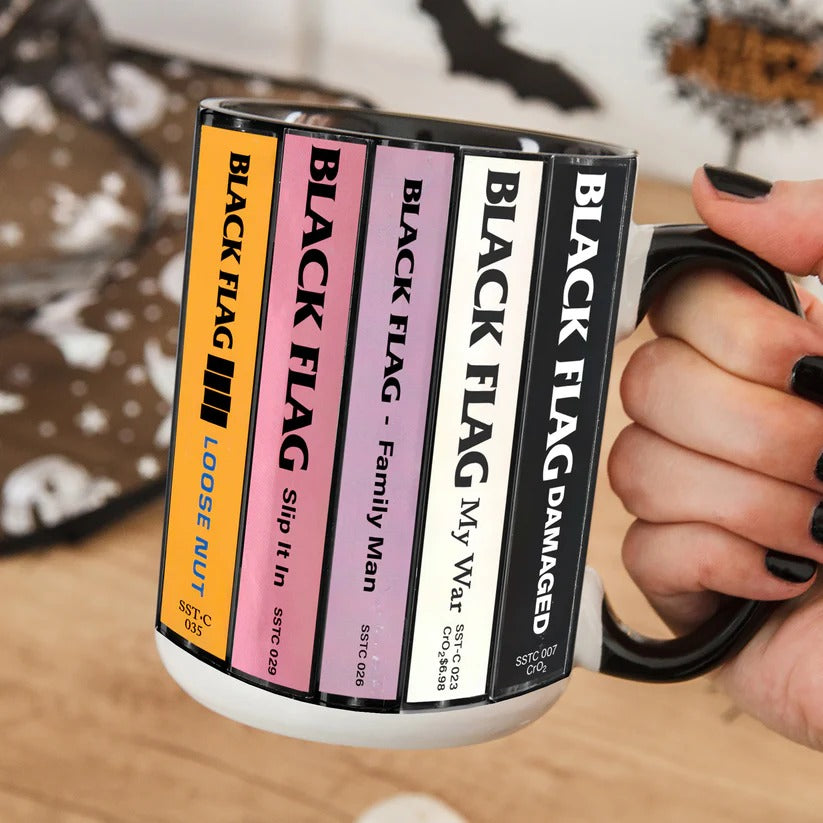 Black Flag Albums Cassette Collection Retro Accent Mug
