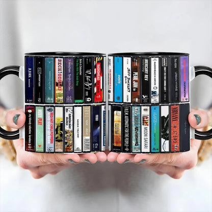 90s Music Albums Cassette Collection Retro Accent Mug