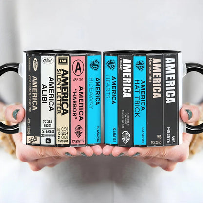 America Albums Cassette Collection Retro Accent Mug