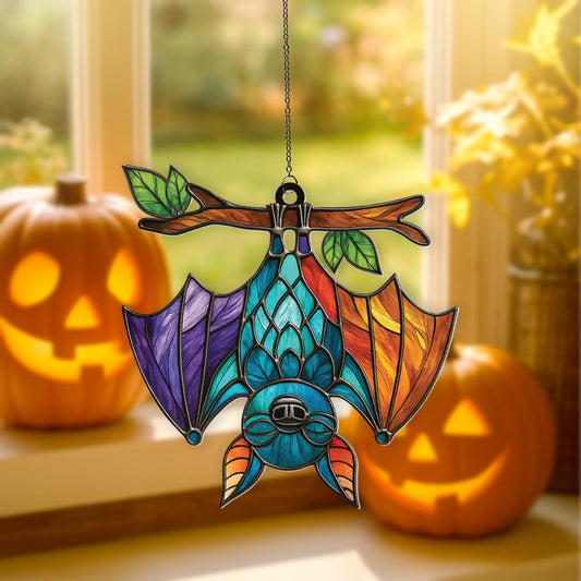 Colorful Upside Down Bat Acrylic Window Suncatcher